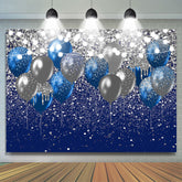 Marine Blau Und Silber Ballon Licht Geburtstag Backdorp